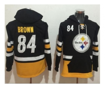 Nike Pittsburgh Steelers #84 Antonio Brown Black Gold Name & Number Pullover NFL Hoodie