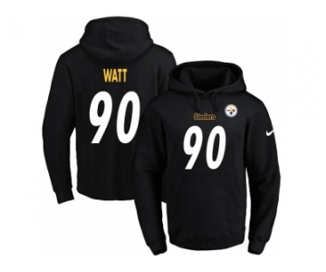 Nike Pittsburgh Steelers #90 T. J. Watt Black Name & Number Pullover NFL Hoodie