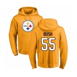 Pittsburgh Steelers #55 Devin Bush Gold Name & Number Logo Pullover Hoodie