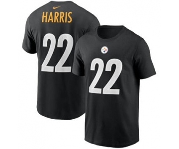 Men's Pittsburgh Steelers #22 Najee Harris 2021 Black Football Draft First Round Pick Player Name & Number Football T-Shirt