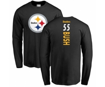 Pittsburgh Steelers #55 Devin Bush Black Backer Long Sleeve T-Shirt