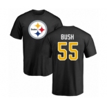 Pittsburgh Steelers #55 Devin Bush Black Name & Number Logo T-Shirt