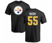 Pittsburgh Steelers #55 Devin Bush Black Name & Number Logo T-Shirt