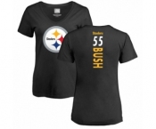 Women's Pittsburgh Steelers #55 Devin Bush Black Backer Slim Fit T-Shirt