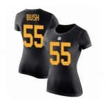 Women's Pittsburgh Steelers #55 Devin Bush Black Rush Pride Name & Number T-Shirt