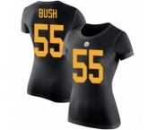 Women's Pittsburgh Steelers #55 Devin Bush Black Rush Pride Name & Number T-Shirt