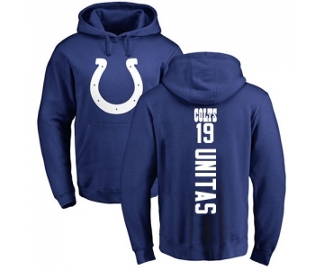 Football Indianapolis Colts #19 Johnny Unitas Royal Blue Backer Pullover Hoodie