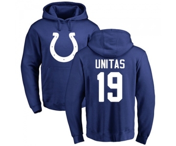 Football Indianapolis Colts #19 Johnny Unitas Royal Blue Name & Number Logo Pullover Hoodie