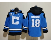 Men's Indianapolis Colts #18 Peyton Manning Blue Ageless Must-Have Lace-Up Pullover Hoodie