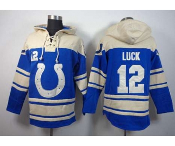 nike nfl jerseys indianapolis colts #12 luck blue-cream[pullover hooded sweatshirt]