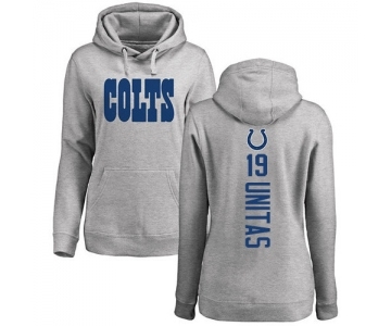 Football Women's Indianapolis Colts #19 Johnny Unitas Ash Backer Pullover Hoodie