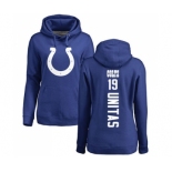 Football Women's Indianapolis Colts #19 Johnny Unitas Royal Blue Backer Pullover Hoodie