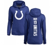 Football Women's Indianapolis Colts #19 Johnny Unitas Royal Blue Backer Pullover Hoodie