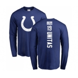 Football Indianapolis Colts #19 Johnny Unitas Royal Blue Backer Long Sleeve T-Shirt