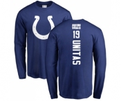 Football Indianapolis Colts #19 Johnny Unitas Royal Blue Backer Long Sleeve T-Shirt