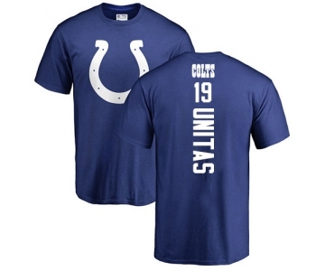 Football Indianapolis Colts #19 Johnny Unitas Royal Blue Backer T-Shirt