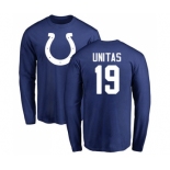 Football Indianapolis Colts #19 Johnny Unitas Royal Blue Name & Number Logo Long Sleeve T-Shirt