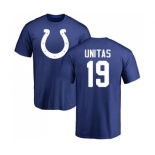 Football Indianapolis Colts #19 Johnny Unitas Royal Blue Name & Number Logo T-Shirt