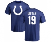 Football Indianapolis Colts #19 Johnny Unitas Royal Blue Name & Number Logo T-Shirt