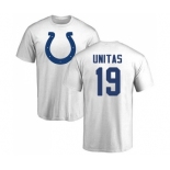 Football Indianapolis Colts #19 Johnny Unitas White Name & Number Logo T-Shirt