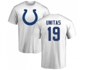 Football Indianapolis Colts #19 Johnny Unitas White Name & Number Logo T-Shirt