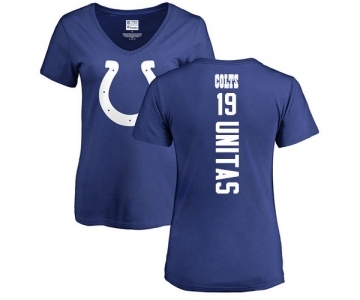 Football Women's Indianapolis Colts #19 Johnny Unitas Royal Blue Backer T-Shirt