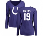 Football Women's Indianapolis Colts #19 Johnny Unitas Royal Blue Name & Number Logo Long Sleeve T-Shirt