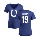 Football Women's Indianapolis Colts #19 Johnny Unitas Royal Blue Name & Number Logo T-Shirt