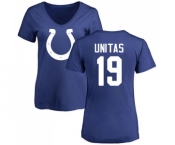 Football Women's Indianapolis Colts #19 Johnny Unitas Royal Blue Name & Number Logo T-Shirt