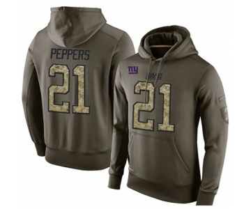 Football Men's New York Giants #21 Jabrill Peppers Green Salute To Service Pullover Hoodie