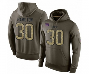 Football Men's New York Giants #30 Antonio Hamilton Green Salute To Service Pullover Hoodie