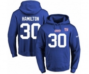 Football Men's New York Giants #30 Antonio Hamilton Royal Blue Name & Number Pullover Hoodie