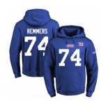 Football Men's New York Giants #74 Mike Remmers Royal Blue Name & Number Pullover Hoodie