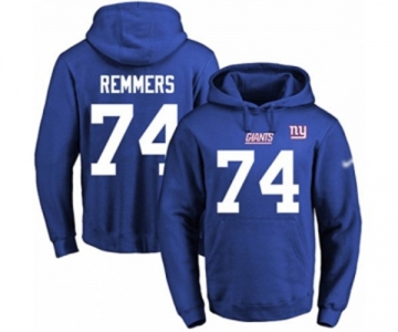 Football Men's New York Giants #74 Mike Remmers Royal Blue Name & Number Pullover Hoodie