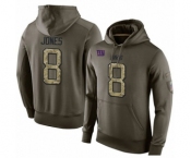 Football Men's New York Giants #8 Daniel Jones Green Salute To Service Pullover Hoodie