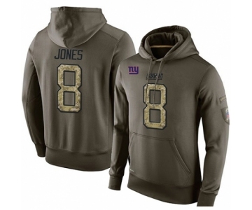 Football Men's New York Giants #8 Daniel Jones Green Salute To Service Pullover Hoodie