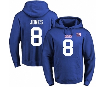 Football Men's New York Giants #8 Daniel Jones Royal Blue Name & Number Pullover Hoodie