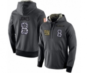 Football Men's New York Giants #8 Daniel Jones Stitched Black Anthracite Salute to Service Player Performance Hoodie