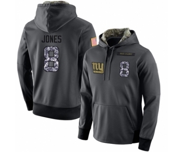 Football Men's New York Giants #8 Daniel Jones Stitched Black Anthracite Salute to Service Player Performance Hoodie