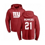 Football New York Giants #21 Jabrill Peppers Red Name & Number Logo Pullover Hoodie