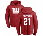 Football New York Giants #21 Jabrill Peppers Red Name & Number Logo Pullover Hoodie