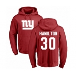 Football New York Giants #30 Antonio Hamilton Red Name & Number Logo Pullover Hoodie