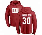 Football New York Giants #30 Antonio Hamilton Red Name & Number Logo Pullover Hoodie