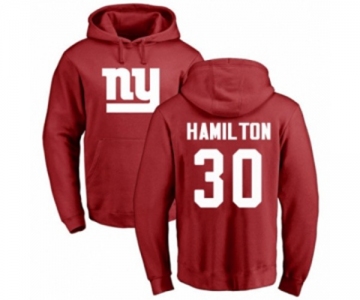 Football New York Giants #30 Antonio Hamilton Red Name & Number Logo Pullover Hoodie