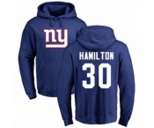 Football New York Giants #30 Antonio Hamilton Royal Blue Name & Number Logo Pullover Hoodie