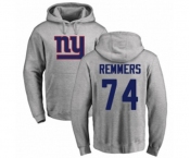 Football New York Giants #74 Mike Remmers Ash Name & Number Logo Pullover Hoodie