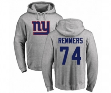 Football New York Giants #74 Mike Remmers Ash Name & Number Logo Pullover Hoodie