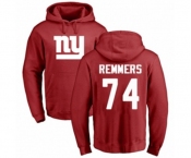 Football New York Giants #74 Mike Remmers Red Name & Number Logo Pullover Hoodie