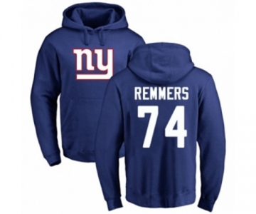 Football New York Giants #74 Mike Remmers Royal Blue Name & Number Logo Pullover Hoodie