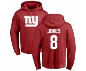 Football New York Giants #8 Daniel Jones Red Name & Number Logo Pullover Hoodie